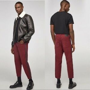 Zara Man Burgandy Loose Fit Jeans